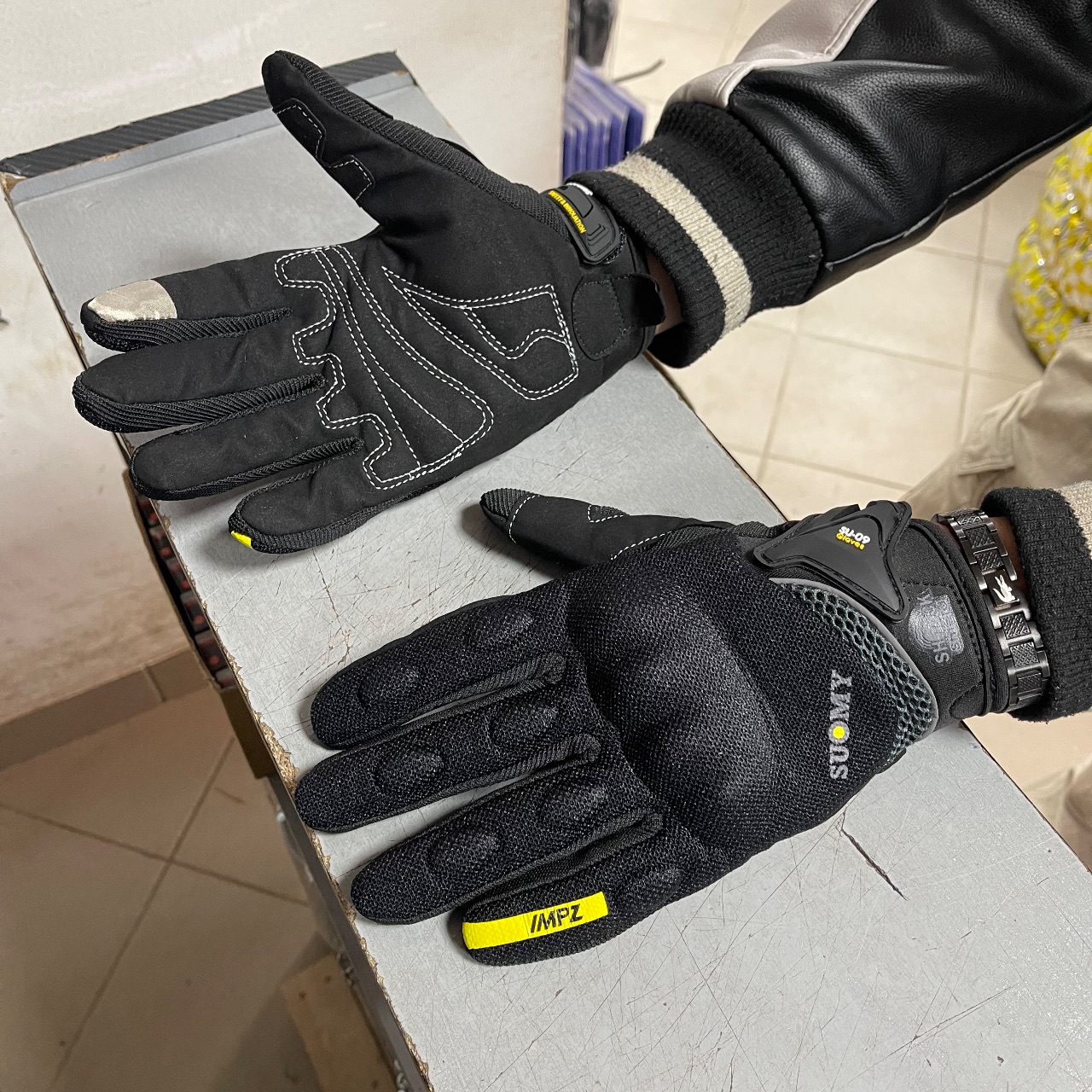 Мотоперчатки AXS ST-09 плотні із захистом кісточок - Black