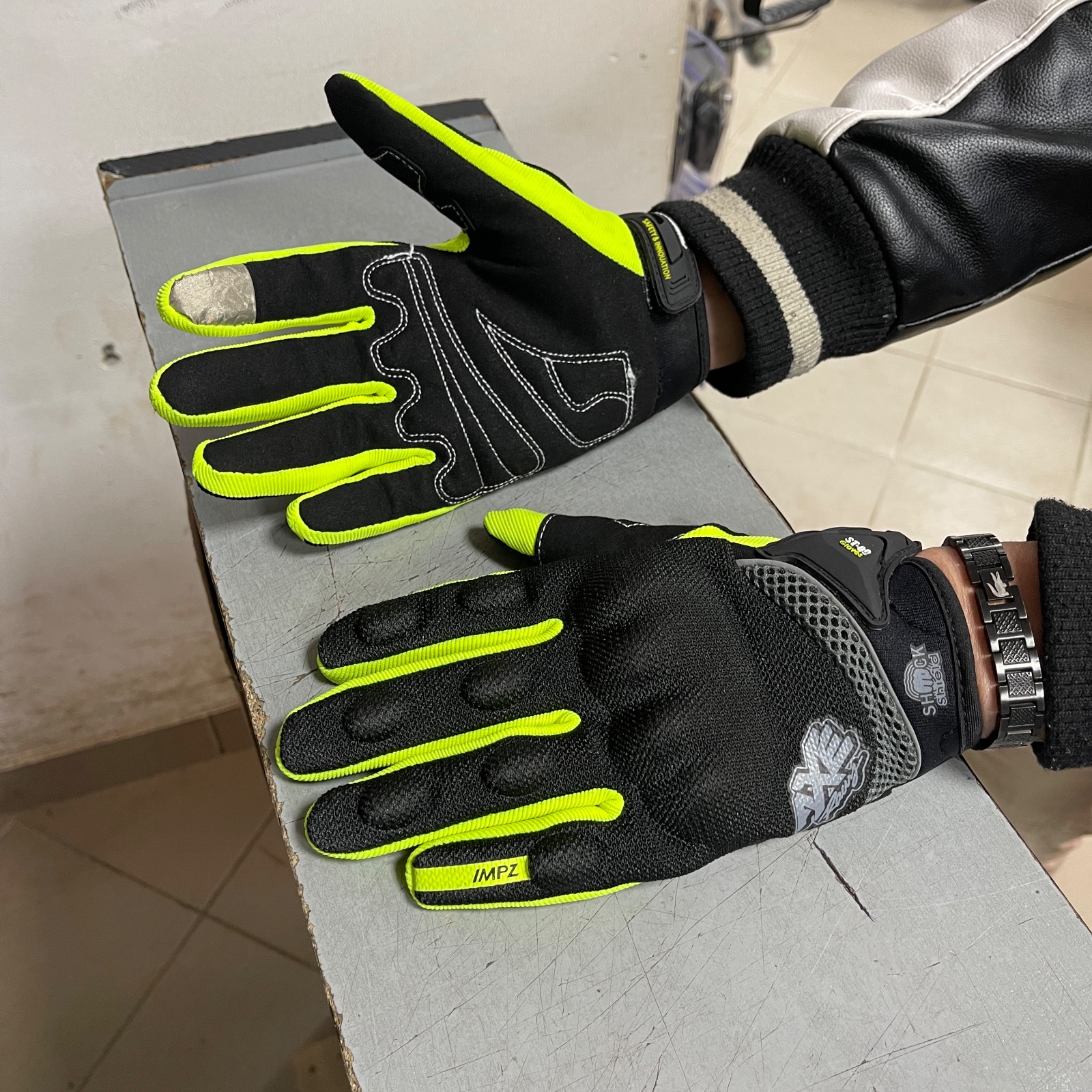 Мотоперчатки AXS ST-09 плотні із захистом кісточок - Green