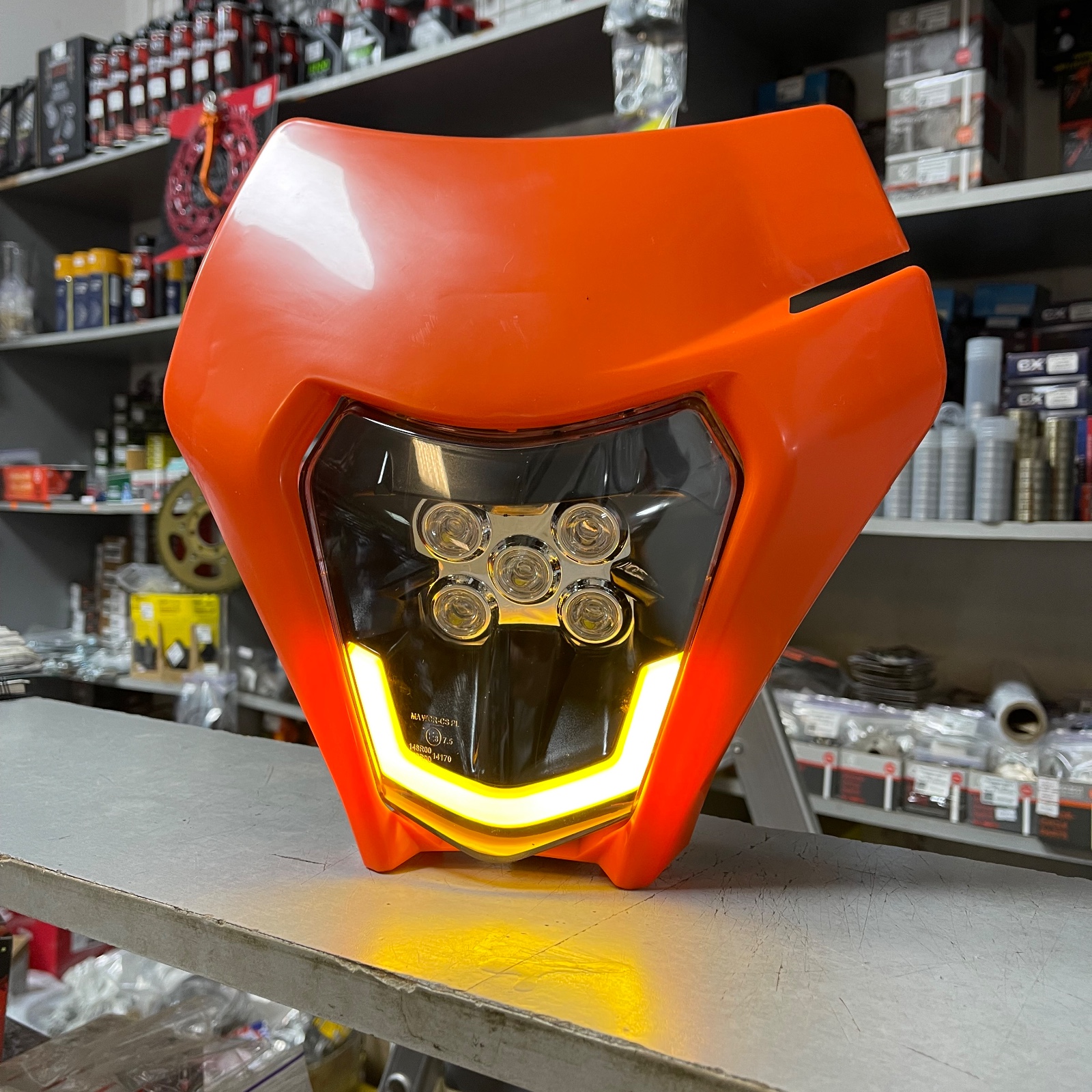 LED фара з Щитком до KOVI, GEON, Spark, JHL, Profactory - Ціла(Orange)