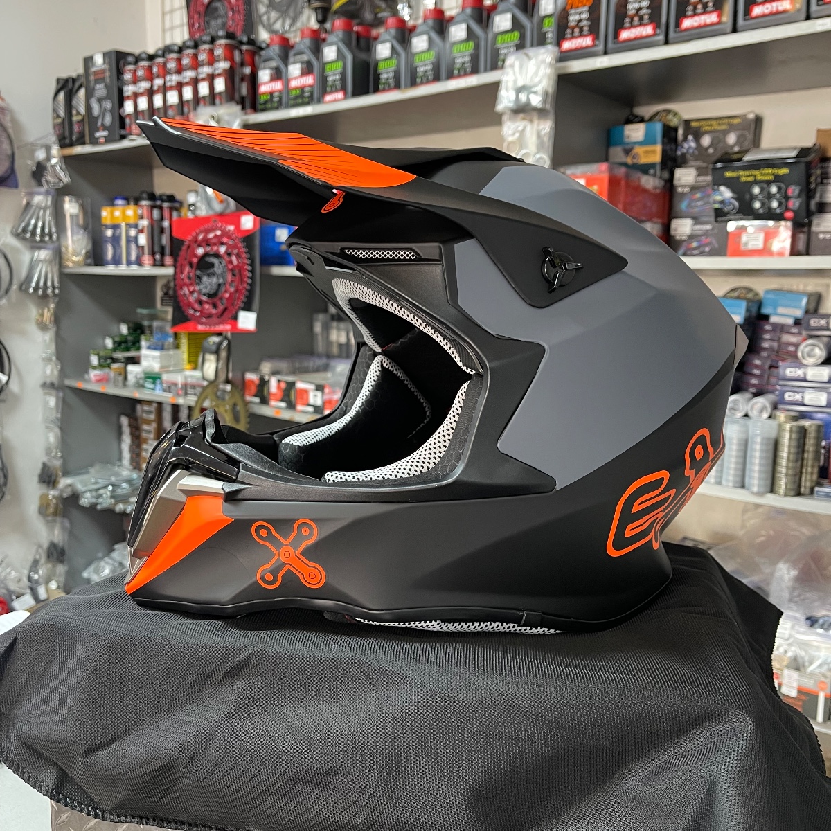 Мотошолом EXDRIVE EX-806 (Black/Orange) для Ендуро та мотокросу